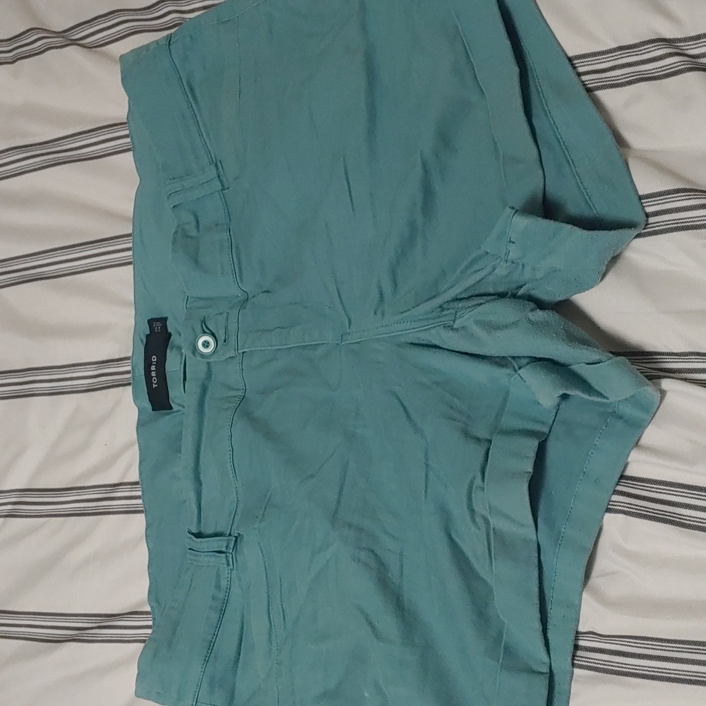 Blue linen shorts